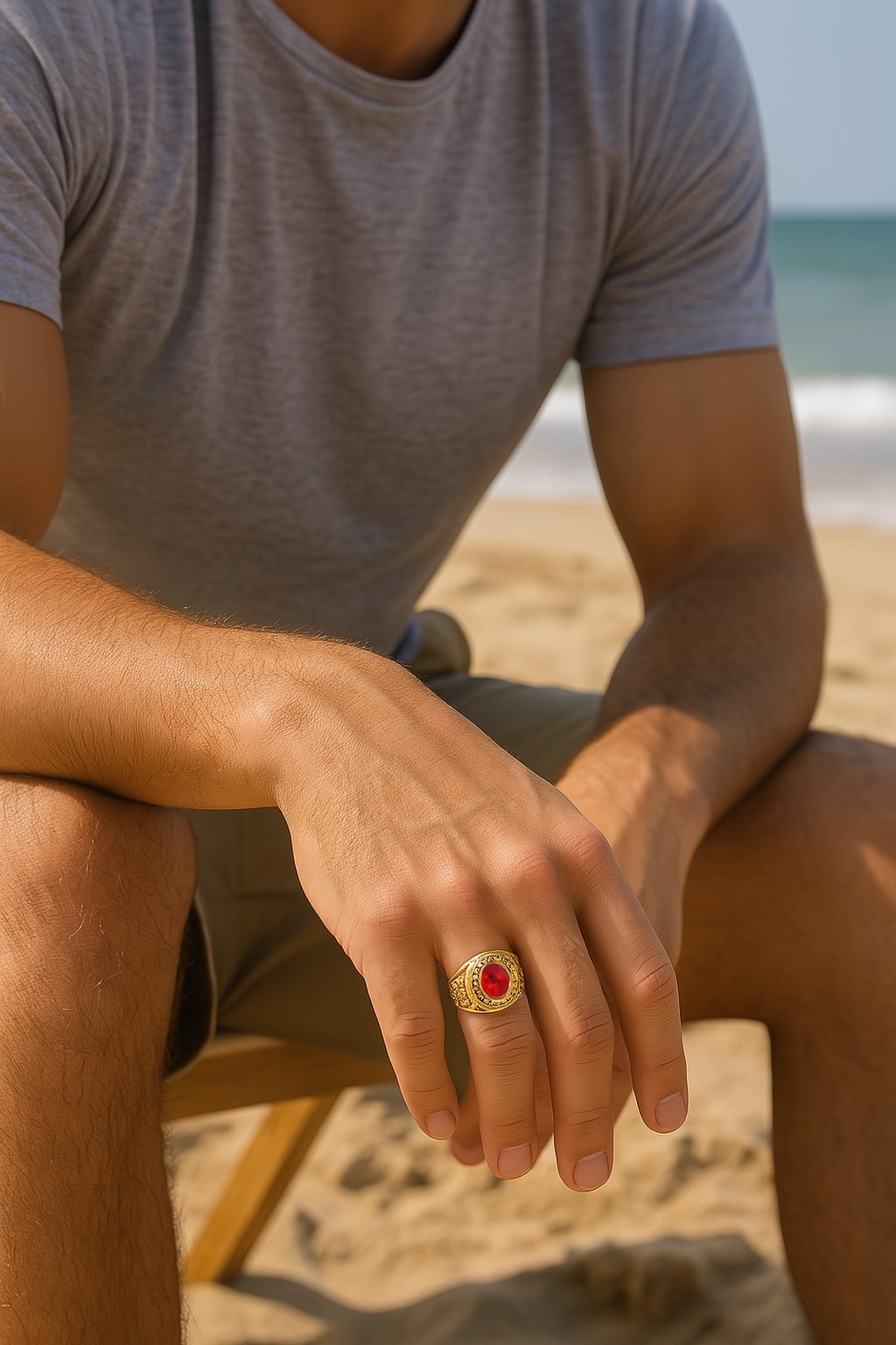 Men’s US Army signet ring in stainless steel with cubic zirconia